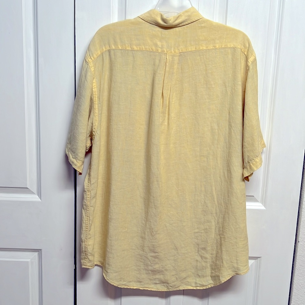 Roundtree & Yorke Yellow Short Sleeve Pocket Linen Mens Shirt Size XL - Picture 6 of 8